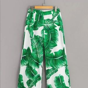 Tropical boho wide leg pants
